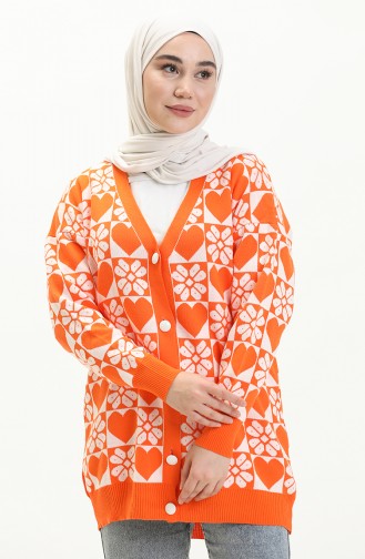 Trikot gemusterte Strickjacke 0552-06 Orange 0552-06