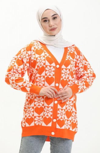 Trikot gemusterte Strickjacke 0552-06 Orange 0552-06