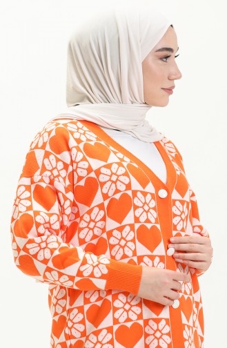 Trikot gemusterte Strickjacke 0552-06 Orange 0552-06