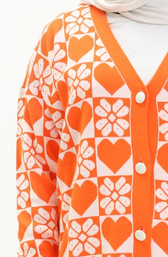 Patterned Knitwear Cardigan 0552-06 Orange 0552-06