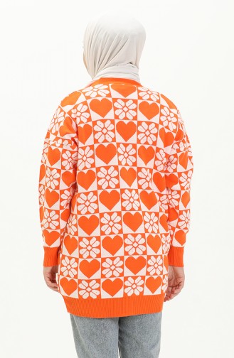 Patterned Knitwear Cardigan 0552-06 Orange 0552-06