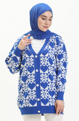 Patterned Knitwear Cardigan 0552-09 Saxe 0552-09