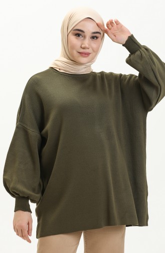 Trikot Pullover mit Ballonärmeln 0537-09 Khaki 0537-09