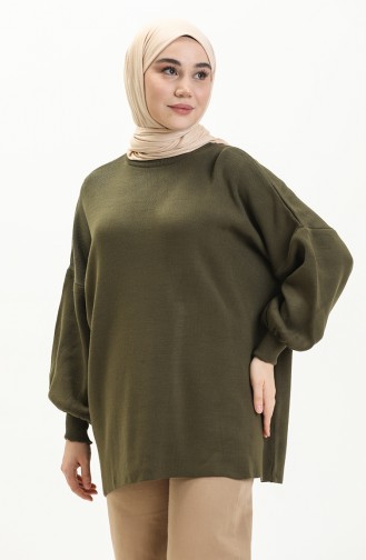 Trikot Pullover mit Ballonärmeln 0537-09 Khaki 0537-09
