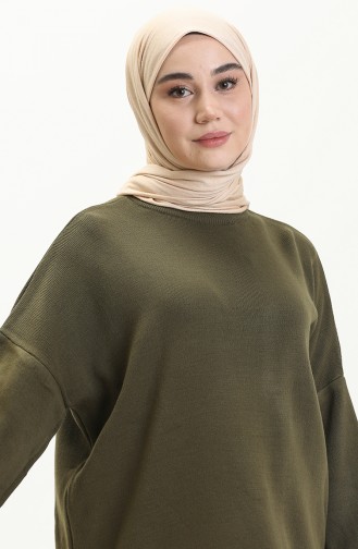 Trikot Pullover mit Ballonärmeln 0537-09 Khaki 0537-09