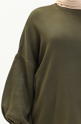 Trikot Pullover mit Ballonärmeln 0537-09 Khaki 0537-09