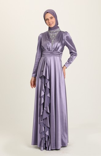 Violet Hijab Evening Dress 4951-06