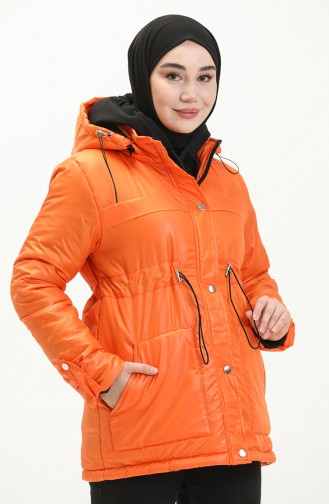 Manteau Matelassé à Capuche 9015-04 Orange 9015-04