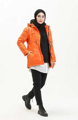 Manteau Matelassé à Capuche 9015-04 Orange 9015-04