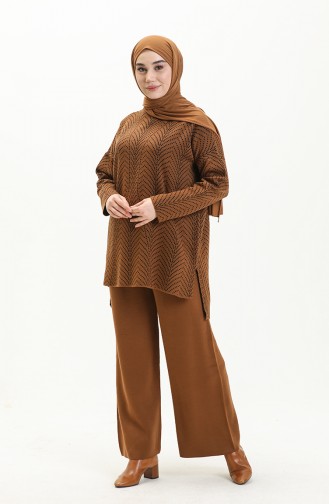 Trikot gemusterte Tunika-Hose Zweiteiler 0534-13 Bräunefarben 0534-13