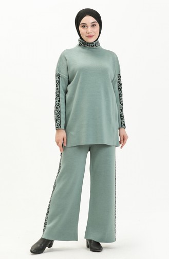 Ensemble Deux Pièces Tunique Pantalon Tricot 0579-07 Vert Menthe 0579-07