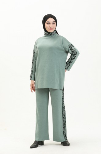 Triko Tunik Pantolon İkili Takım 0579-07 Mint Yeşili