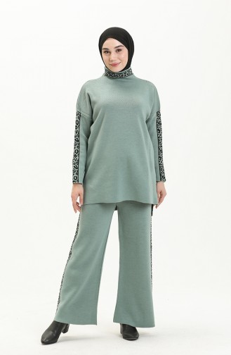 Ensemble Deux Pièces Tunique Pantalon Tricot 0579-07 Vert Menthe 0579-07