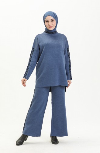 Ensemble Deux Pièces Tunique Pantalon Tricot 0579-09 Indigo 0579-09