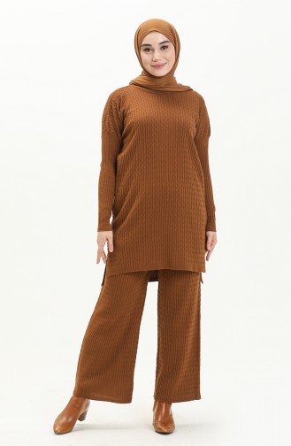 Trikot Strickmuster Tunika-Hose Zweiteiler 3345-10 Bräunefarben 3345-10