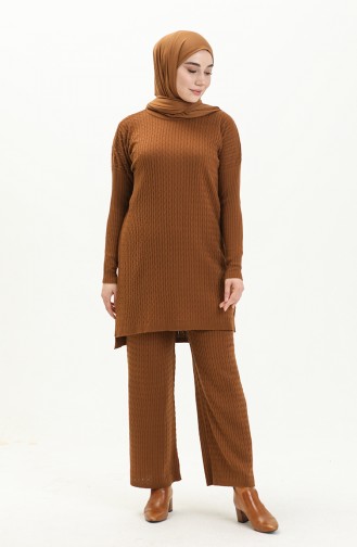 Trikot Strickmuster Tunika-Hose Zweiteiler 3345-10 Bräunefarben 3345-10