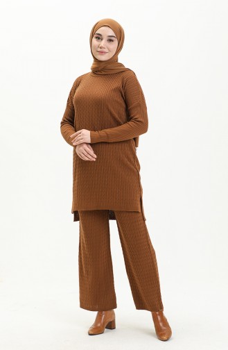 Trikot Strickmuster Tunika-Hose Zweiteiler 3345-10 Bräunefarben 3345-10