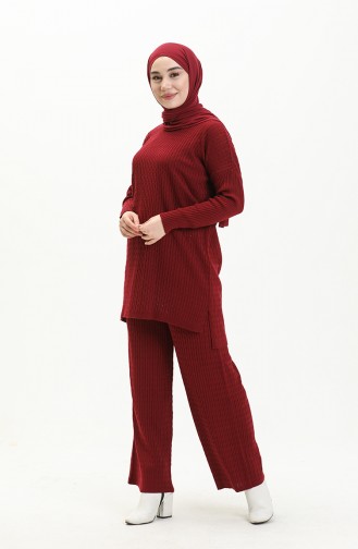 Ensemble Deux Pièces Tunique Pantalon Tricot 3345-11 Bordeaux 3345-11