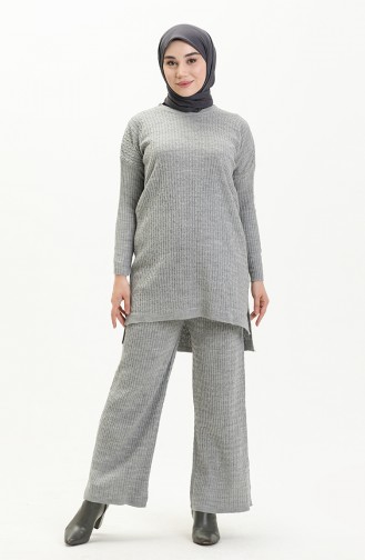 Trikot Strickmuster Tunika-Hose Zweiteiler 3345-12 Hellgrau 3345-12