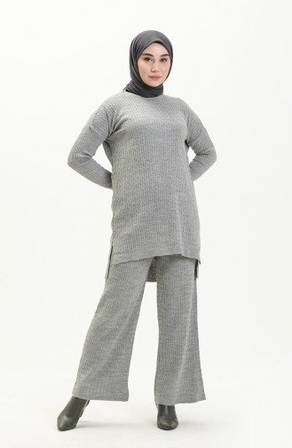 Ensemble Deux Pièces Tunique Pantalon Tricot 3345-12 Gris Clair 3345-12