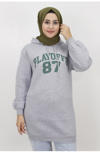 Baskılı 3iplik Içi Pamuklu Sweatshirt 3594-02 Gri