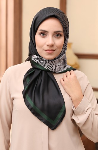 Karaca Dijital Rayon Eşarp 80981-06 Siyah Zümrüt Yeşili