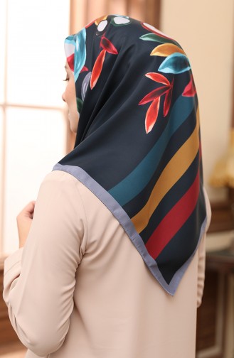 Karaca Rayon Scarf 80982-04 Navy Blue Claret Red 80982-04