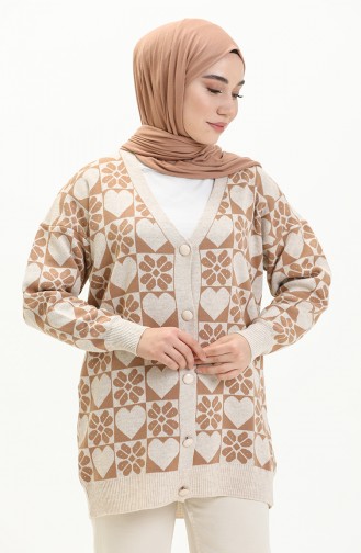 Cardigan à Motifs Tricot 0552-04 Beige 0552-04