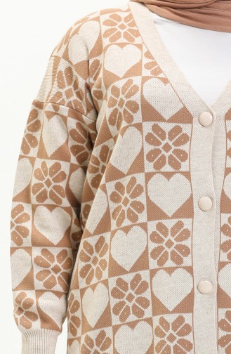 Cardigan à Motifs Tricot 0552-04 Beige 0552-04