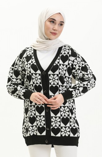 Patterned Knitwear Cardigan 0552-05 Black 0552-05