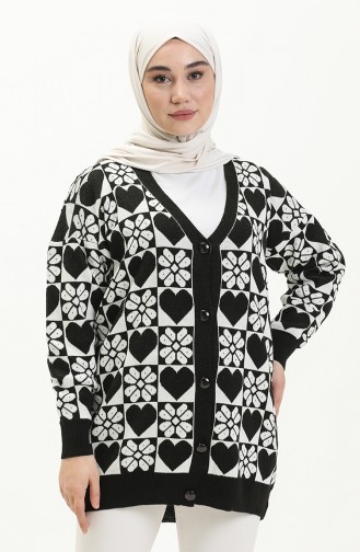 Patterned Knitwear Cardigan 0552-05 Black 0552-05