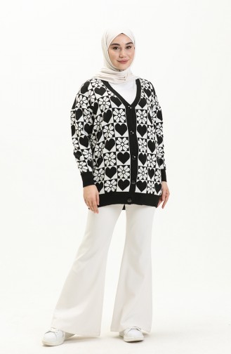 Patterned Knitwear Cardigan 0552-05 Black 0552-05