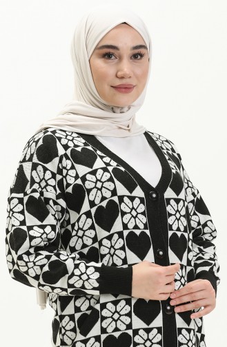 Patterned Knitwear Cardigan 0552-05 Black 0552-05