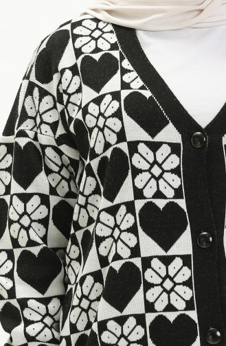 Patterned Knitwear Cardigan 0552-05 Black 0552-05