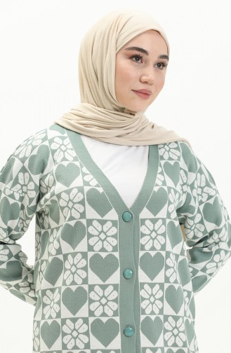 Patterned Knitwear Cardigan 0552-07 Green Almond 0552-07