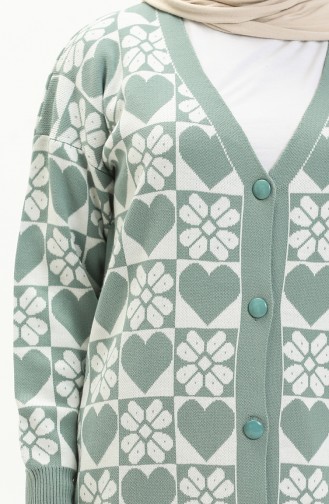 Patterned Knitwear Cardigan 0552-07 Green Almond 0552-07