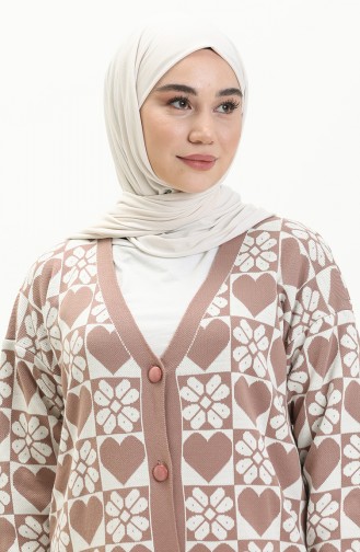 Trikot gemusterte Strickjacke 0552-10 Rose 0552-10