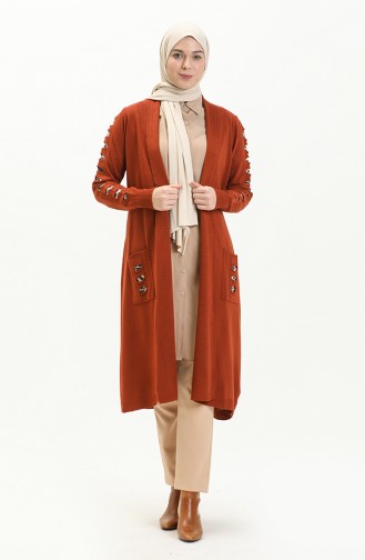 Strickjacke mit Gürtel 3331-04 Ziegelrot 3331-04