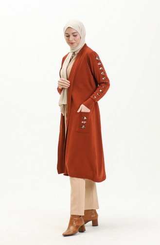 Strickjacke mit Gürtel 3331-04 Ziegelrot 3331-04