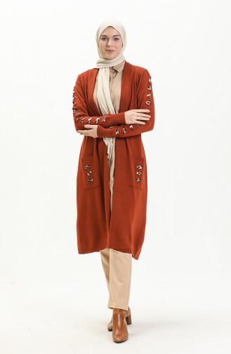 Strickjacke mit Gürtel 3331-04 Ziegelrot 3331-04