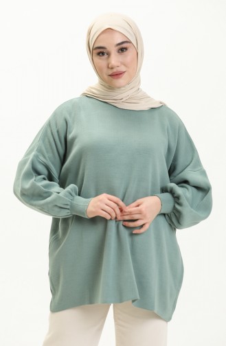Pull Tricot à Manches Ballon 0537-11 Vert Noisette 0537-11