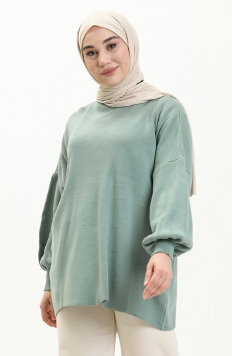Pull Tricot à Manches Ballon 0537-11 Vert Noisette 0537-11