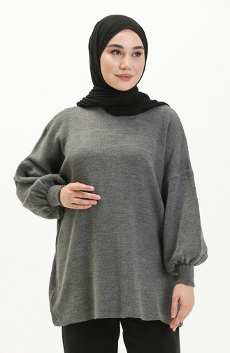 Trikot Pullover mit Ballonärmeln 0537-12 Dunkel Grau 0537-12