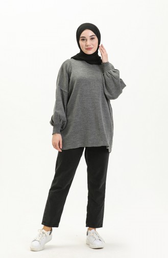 Trikot Pullover mit Ballonärmeln 0537-12 Dunkel Grau 0537-12