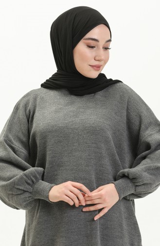 Trikot Pullover mit Ballonärmeln 0537-12 Dunkel Grau 0537-12