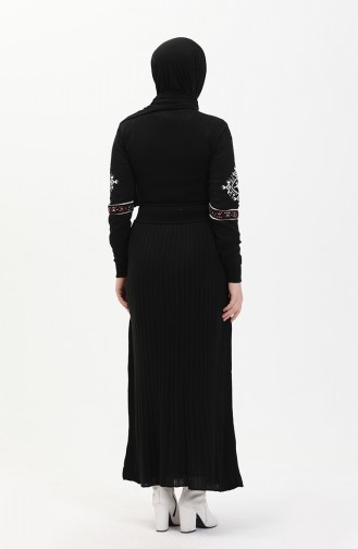فستان تريكو مطرز 1515-06 أسود 1515-06