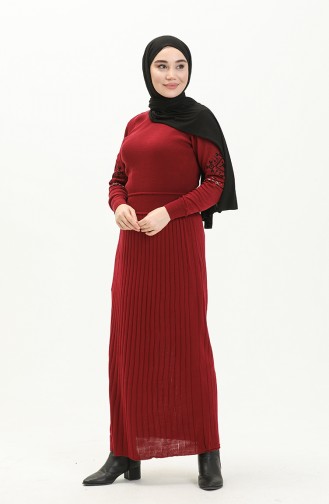 Trikot besticktes Kleid 1515-08 Weinrot 1515-08