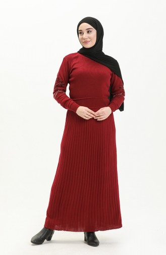 Trikot besticktes Kleid 1515-08 Weinrot 1515-08