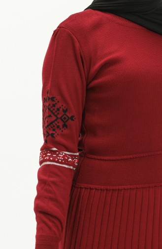 Trikot besticktes Kleid 1515-08 Weinrot 1515-08
