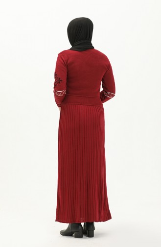 Trikot besticktes Kleid 1515-08 Weinrot 1515-08